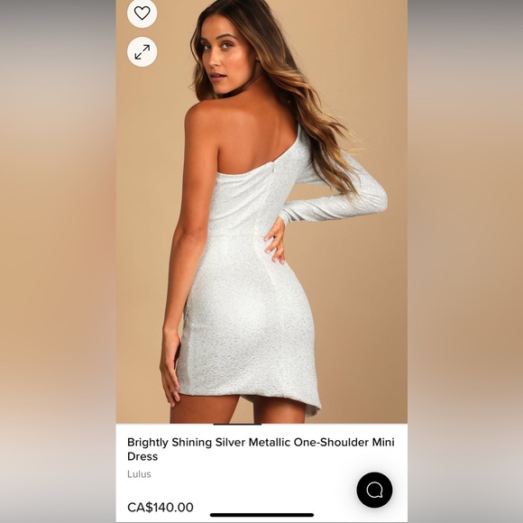 Brightly Shining Silver Metallic One-Shoulder Mini Dress - Picture 2 of 7